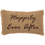 Burlap Natural Happily Ever After Pillow-Lange General Store