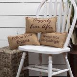 Burlap Natural Happily Ever After Pillow-Lange General Store