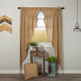 Burlap Natural Long Prairie Curtains-Lange General Store