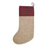 Burlap Natural Plaid Airmail Stocking-Lange General Store