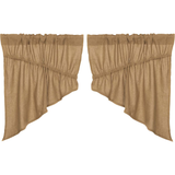 Burlap Natural Prairie Swag Curtains-Lange General Store