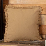 Burlap Natural Ruffled Fringed Pillow-Lange General Store