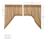 Burlap Natural Swag Curtains-Lange General Store