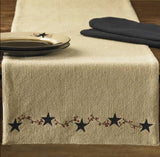 Burlap Pip and Star Table Runner-Lange General Store