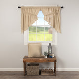 Burlap Vintage Tan Prairie Swag Curtains-Lange General Store