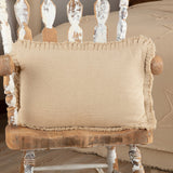 Burlap Vintage Tan Ruffled Fringed Pillow 22"-Lange General Store