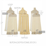 Buzzy Bees Button Loop Tea Towel Set of 3-Lange General Store