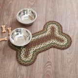 Cabin Patch Dog Bone Braided Waterproof Rug Mat – Small 11.5x17.5 – Moss Green, Crimson, Creme