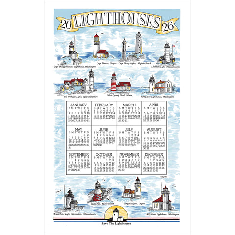 Calendar Towel 2026 - Lighthouses-Lange General Store