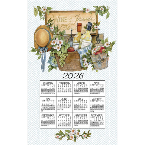 Calendar Towel 2026 - Wine Basket-Lange General Store