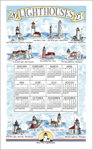 Calendar Towel 2027 - Lighthouses-Lange General Store