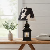 Cambridge black lantern lamp with Holstein shade, shiplap setting