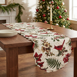 Cardinal Quilted Table Runner in a Christmas setting