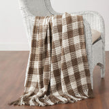 Carrington Cocoa Brown Woven Check Throw-Lange General Store