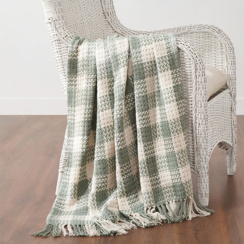 Carrington Pistachio Woven Check Throw-Lange General Store