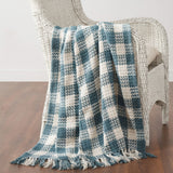 Carrington River Blue Woven Check Throw-Lange General Store