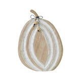 Carved Wooden Pumpkin Distressed White-Lange General Store