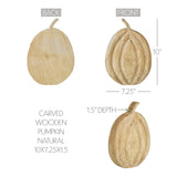 Carved Wooden Pumpkin Natural-Lange General Store