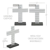 Celebrate Grace Metal Holy Cross w/ Wooden Base-Lange General Store