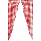 Annie Red Buffalo Check Long Prairie Curtains-Lange General Store