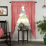 Annie Red Buffalo Check Long Prairie Curtains-Lange General Store