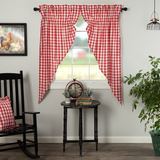 Annie Red Buffalo Check Prairie Curtains-Lange General Store