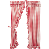 Annie Red Buffalo Check Ruffled Panel Curtains-Lange General Store