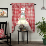 Annie Red Buffalo Check Ruffled Prairie Curtains-Lange General Store