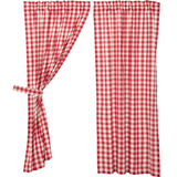 Annie Red Buffalo Check Short Panel Curtains-Lange General Store