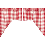 Annie Red Buffalo Check Swag Curtains-Lange General Store