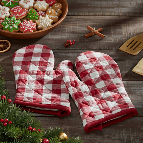 Cherry Ann Check Oven Mitt-Lange General Store