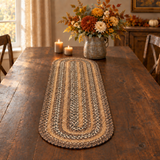 Chestnut Braided Table Runner with two lit candles