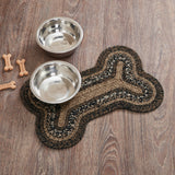 Chestnut Dog Bone Braided Waterproof Rug Mat – Small 11.5x17.5 – Chestnut Brown, Country Black, Dark Tan