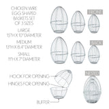 Chicken Wire Egg Shaped Baskets Set of 3-Lange General Store