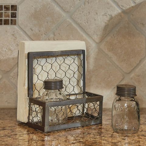 Chicken Wire Salt Pepper Napkin Holder-Lange General Store