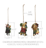 Children at Christmas Metal Ornaments Set of 6-Lange General Store