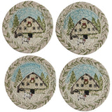 Christmas Barn Braided Coaster Set of 4