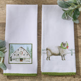 Christmas Barn & Sheep Dishtowels-Lange General Store