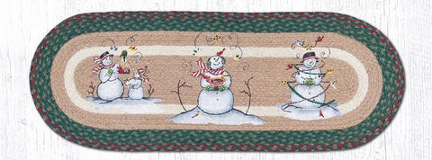 Christmas Joy Snowman Braided Table Runner-Lange General Store