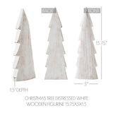 Christmas Tree Distressed White Wooden Figurine-Lange General Store