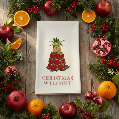 Christmas Welcome Fruit Tree Dishtowel-Lange General Store