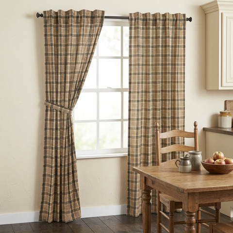 Cider Spice Panel Curtains in a farmhouse breakfast room