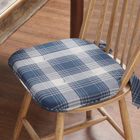 Colonial Blue Plaid Chair Pad-Lange General Store