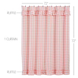 Coral Ann Buffalo Check Ruffled Shower Curtain-Lange General Store