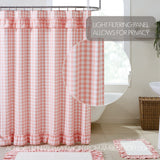 Coral Ann Buffalo Check Ruffled Shower Curtain-Lange General Store