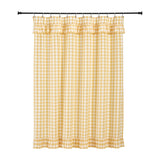 Cornsilk Yellow Buffalo Check Ruffled Shower Curtain-Lange General Store