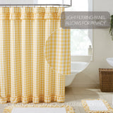 Cornsilk Yellow Buffalo Check Ruffled Shower Curtain-Lange General Store