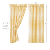 Cornsilk Yellow Buffalo Check Short Panel Curtains-Lange General Store