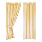 Cornsilk Yellow Buffalo Check Short Panel Curtains-Lange General Store