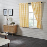 Cornsilk Yellow Buffalo Check Short Panel Curtains-Lange General Store